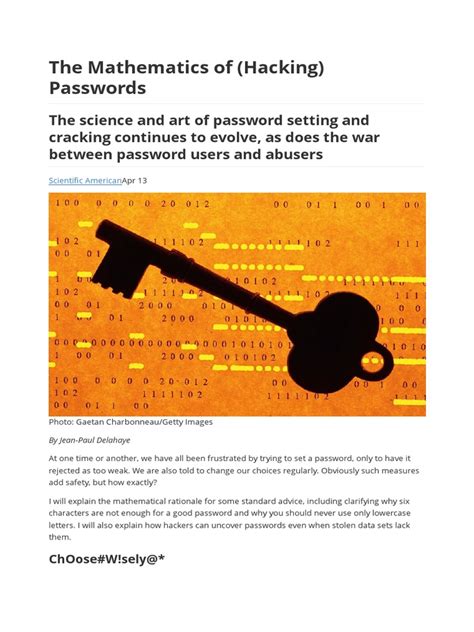 The Mathematics of (Hacking) Passwords .